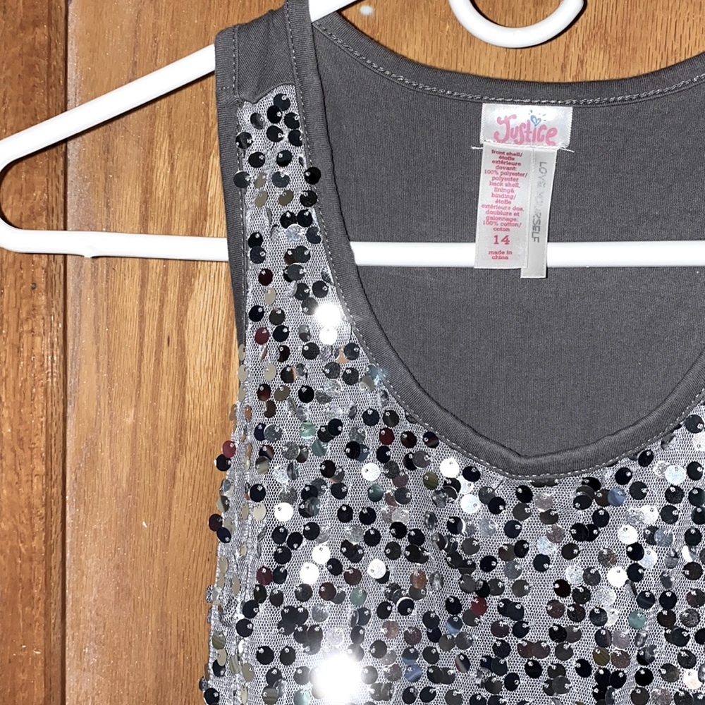 Justice Grey tank top with Sequins